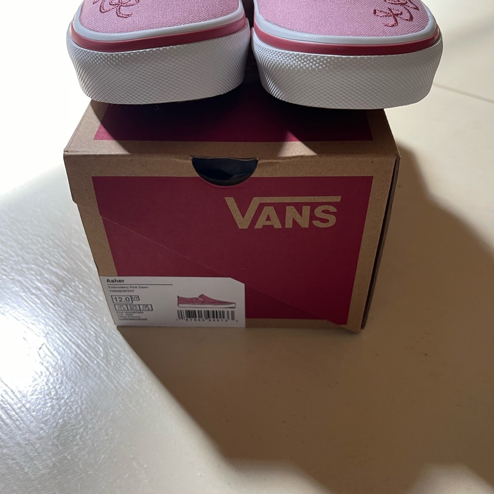 Girls Vans Asher Pink Bow Slip-On Shoes - Picture 5 of 6